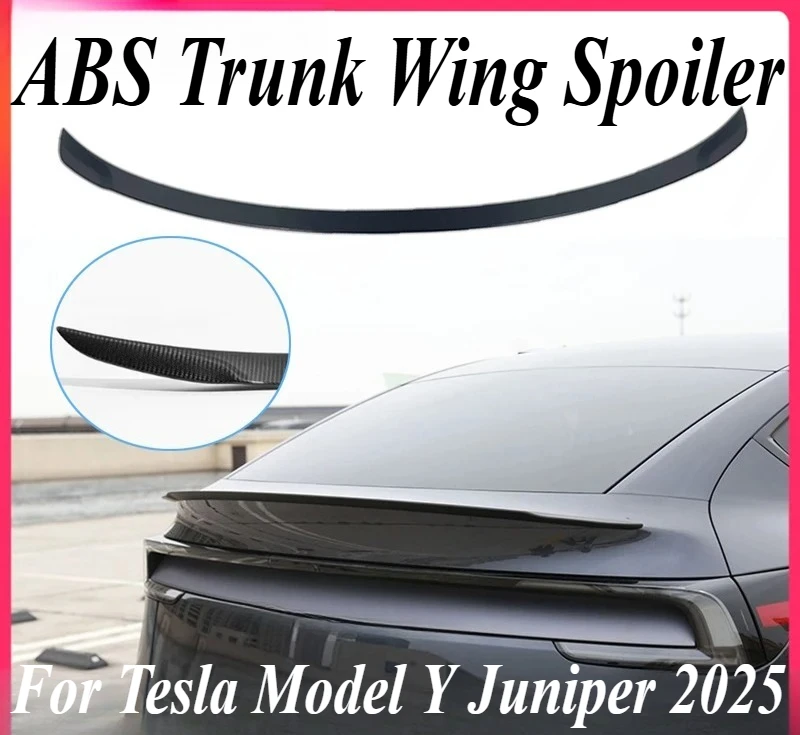 

For Tesla Model Y Juniper 2025 Rear Spoiler ABS Carbon Fiber Style Glossy Trunk Wing Performance Custom Fit Exterior Accessories