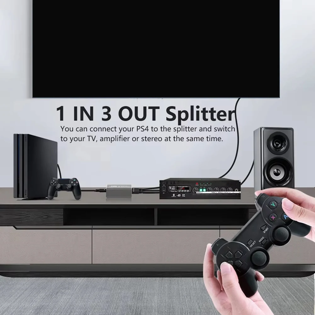 #912T SPDIF Digital Audio Splitter 1x3 Toslink Optical 3 Way Adapter (Gray)