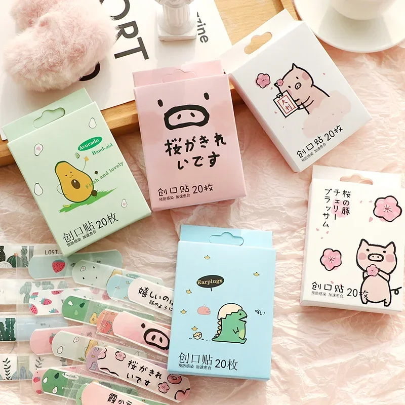 20 Pcs/box Cute Cartoon Bandaids Children Wound Adhesive Bandages First Aid Emergency Kit Kids Kawaii Patch Strips Safety Care