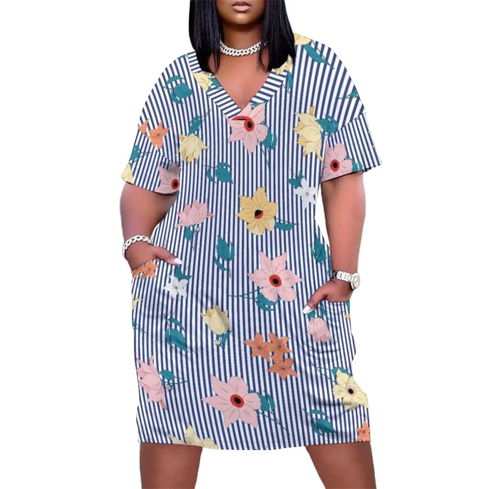 

Flourish: On Stripes Loose Pocket Dress womens clothing dress summer 2025 women birthday dress for women luxury 2025
