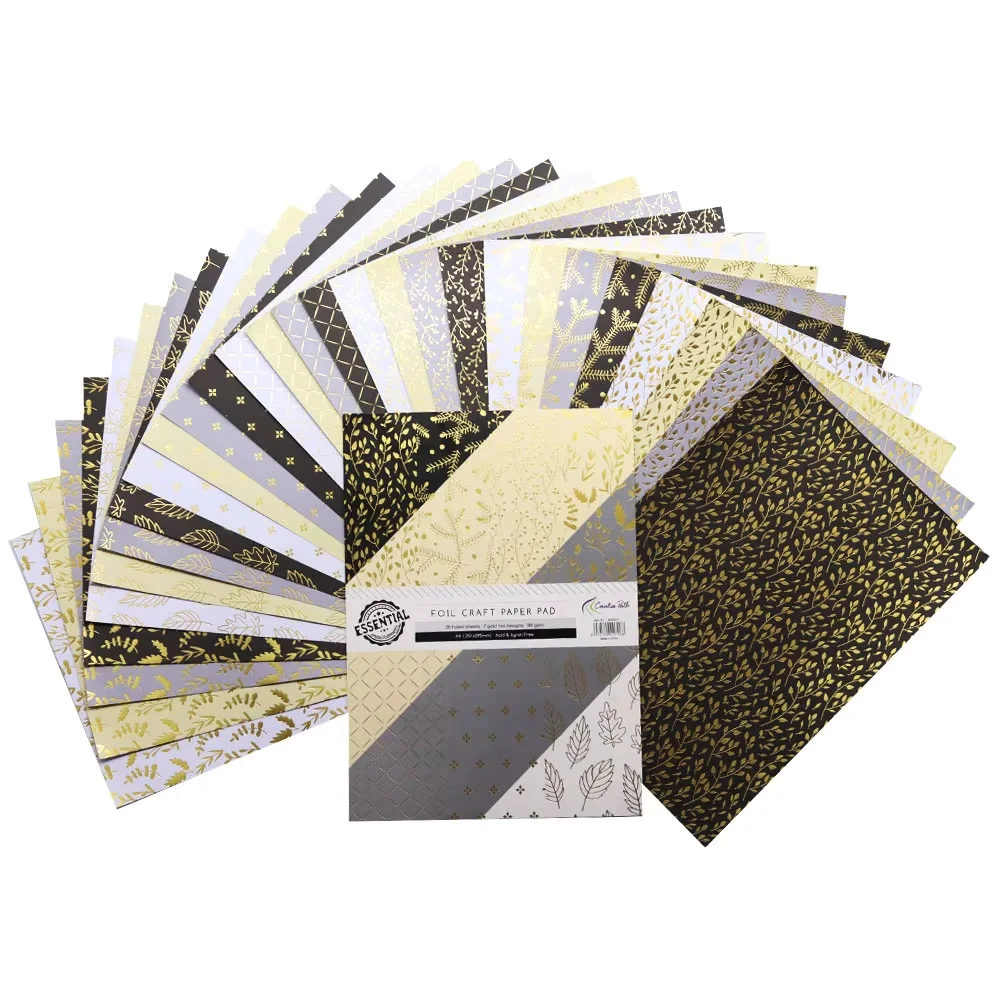 Kreative Goldblattblätter im A4-Format, strukturiertes, dekoratives Scrapbooking-Papier, Gold-Silber-Folien-Bastelpapierblock für Planer und Journaling – Detail 17
