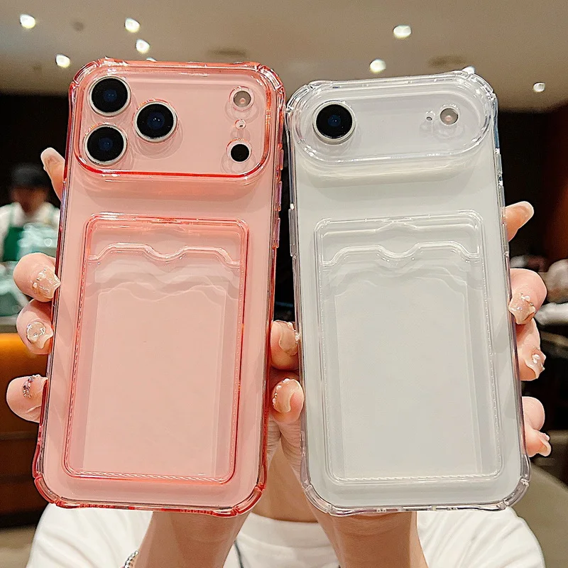 Kartenfach-Tasche Klare TPU-Handyhülle für iPhone 18 Pro 17e 17 16 15 14 13 Pro Max 11 Weiche Stoßfeste Transparente Silikonhülle