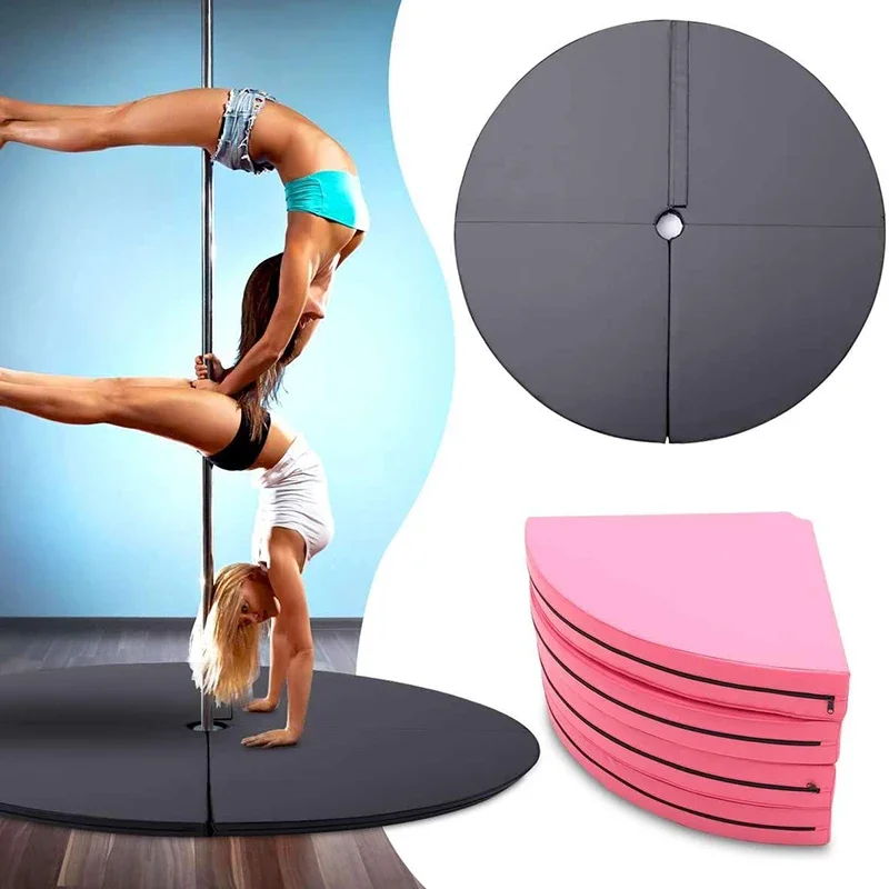 Foldable Pole Dancing Mat Round Workout Gymnastics Pads Anti-Fall Anti-Skid Protection Mat for Pole Dance Safety Mat Yoga Gym