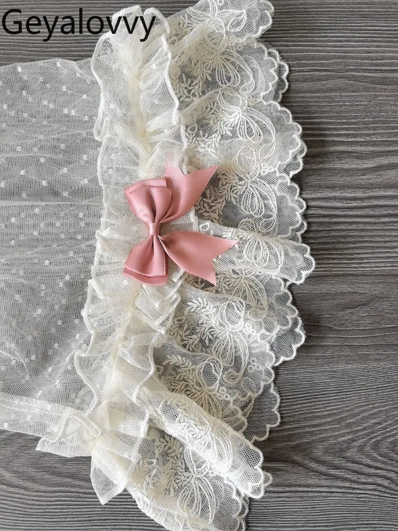 Mangas de brazo de encaje con lazo versátil para mujer, diseño Original japonés de Lolita, dulce y bonito, mangas postizas para boda