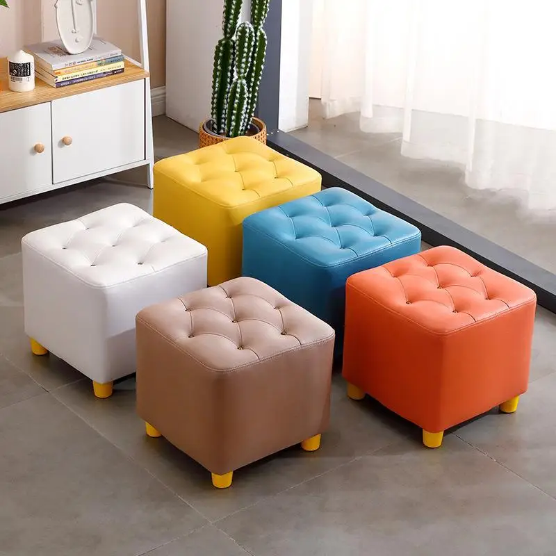 Poufs for Living Room Furniture Wood Stool Chair Furnitures Pouf Stools & Ottomans Step Foot Children's Interior Ottoman Home