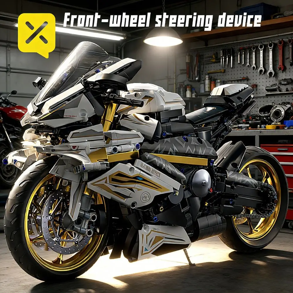 

Конструктор TOYLINX 1:5 «Платиновый мотоцикл» (2078 деталей), настольный декор, гоночный мотоцикл, подарок, механический сборочный конструктор, игрушка