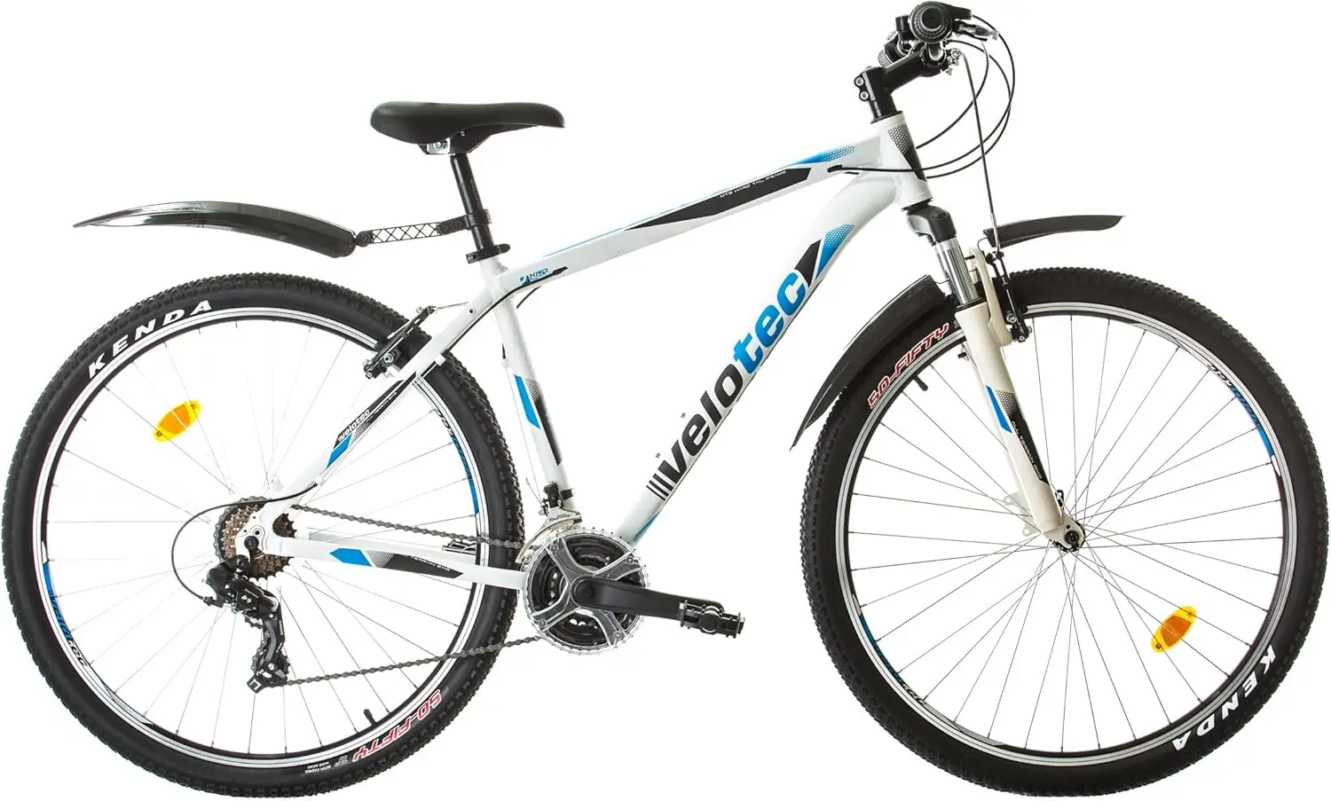 Bicicleta de montaña (29 pulgadas, 21 velocidades, para hombre y mujer, partir de 175 – 190 cm), color blanco y azul