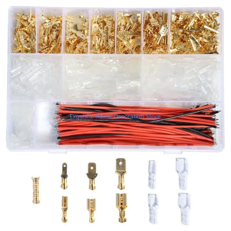 

L5BF 810pcsd Male Female Spade Connectors Terminals for Easy Wire Jointing & Tasks
