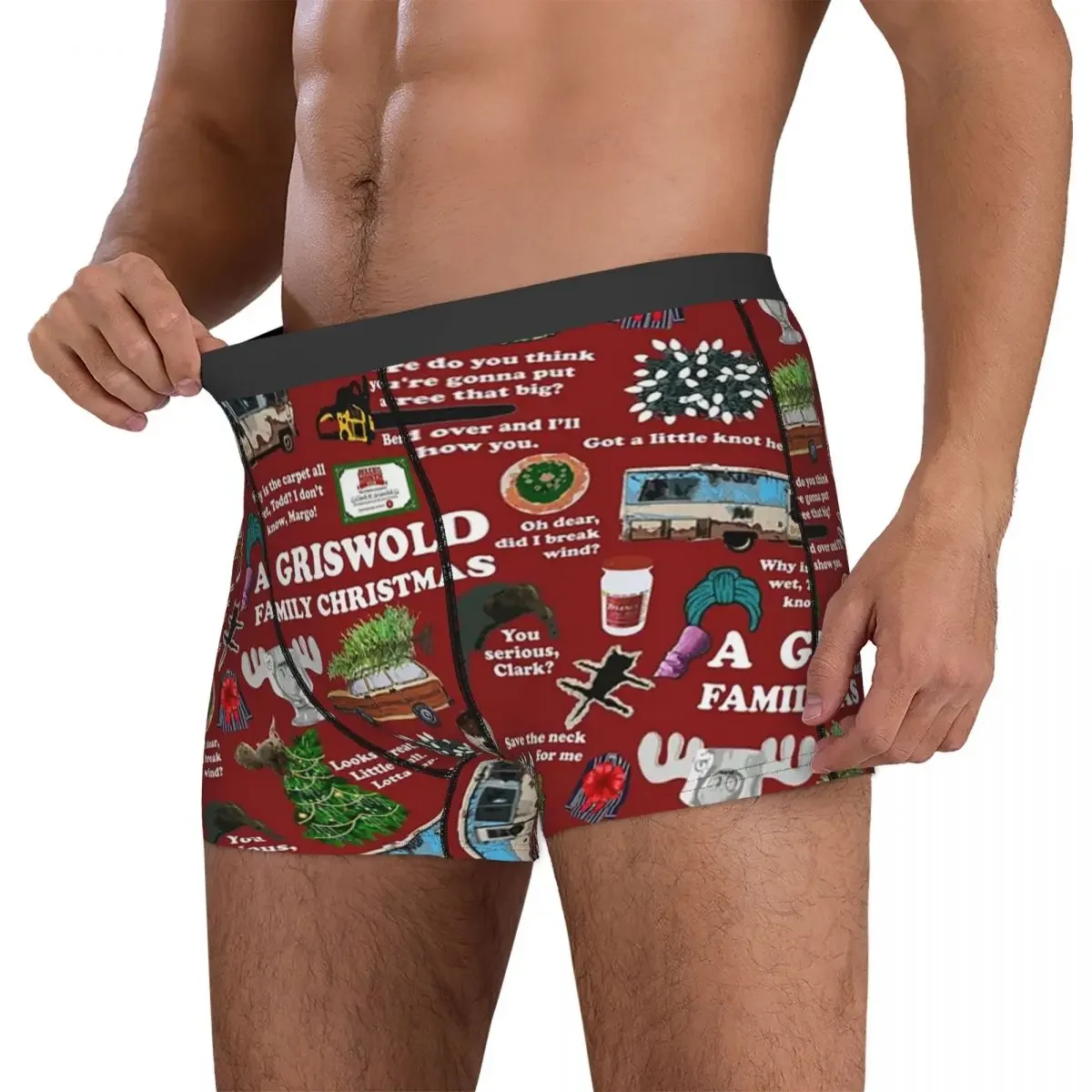 Boxer Underpants Shorts Christmas Vacation Collage Panties Men Ventilate Underwear for Homme Man Boyfriend Gift