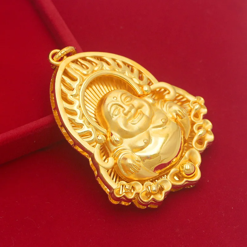9999 gold Laughing  pendant, Maitreya male style, Flame  pendant,  light shining pendant