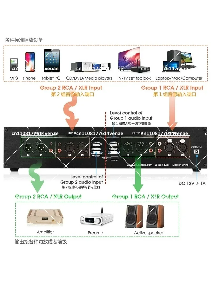 Four-Channel Analog VU Meter with Voice and Line Dual Input, RCA/XLR, Rhythm Lamp for Audio Level Monitoring - view 4