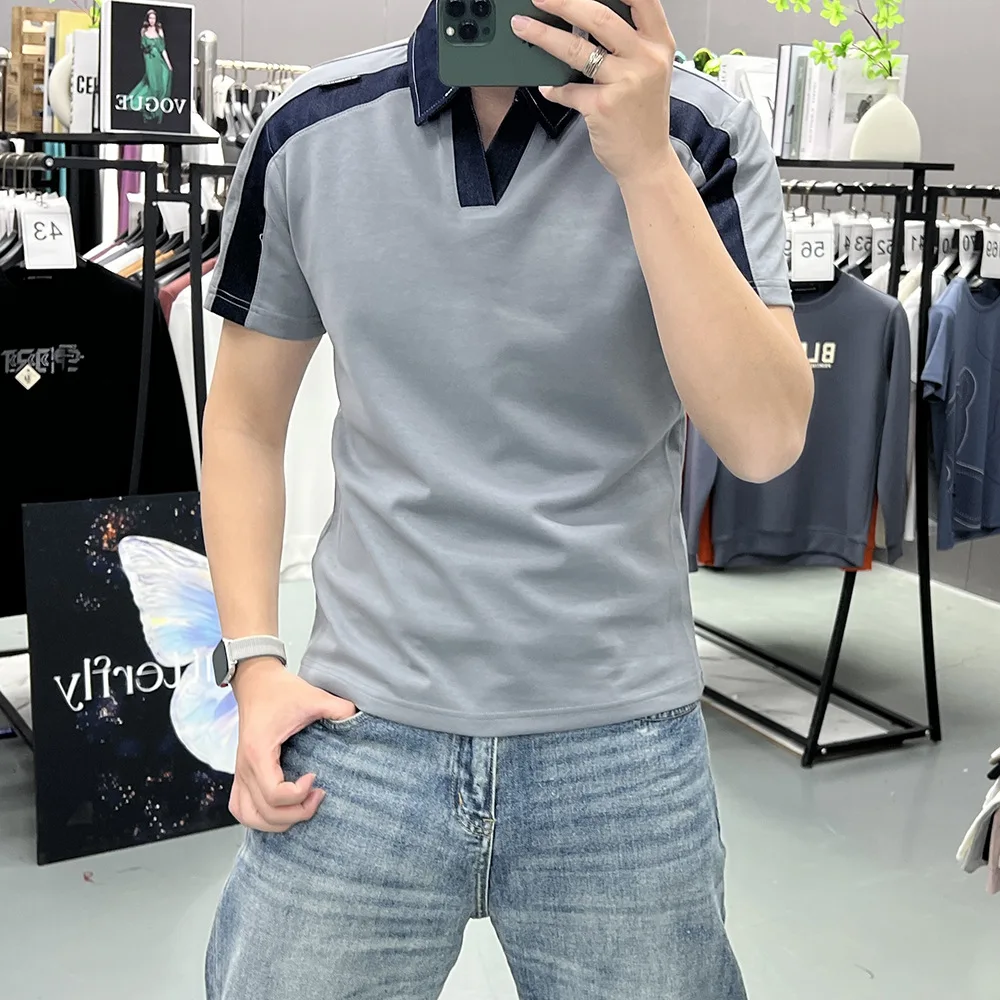 Summer Raglan Collared Polo Shirt Men's Short Sleeved Top Fashion Casual Business Lapel Tshirts Male Formal Social Polos