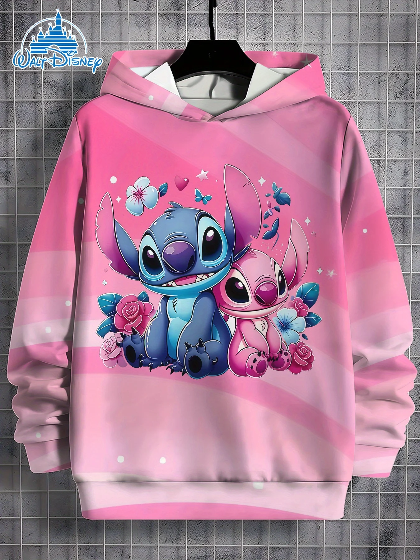 

Stitch and Angel Sweet Sweatshirt [Disney-licensed] 3D Printed Hooded Sweatshirt Long-sleeved Pullover Casual Clothing Girls'