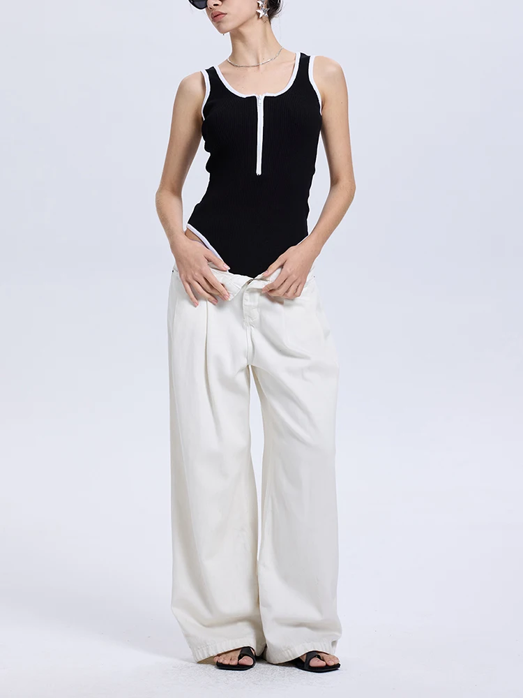 

Za2025 Summer New Women's Slim Fit Knitted Vest One-Piece Clothing Elastic High Waist ort Pants Commute Sle High Waist
