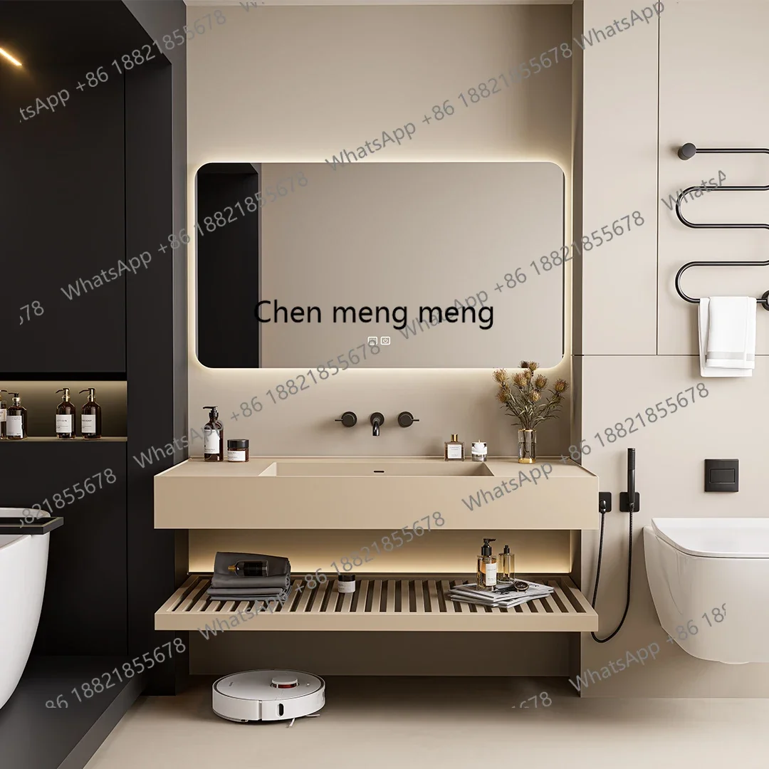 02A Bathroom Cabinet Combination Corian Integrated Basin Toilet Double Washbasin Washstand Customized