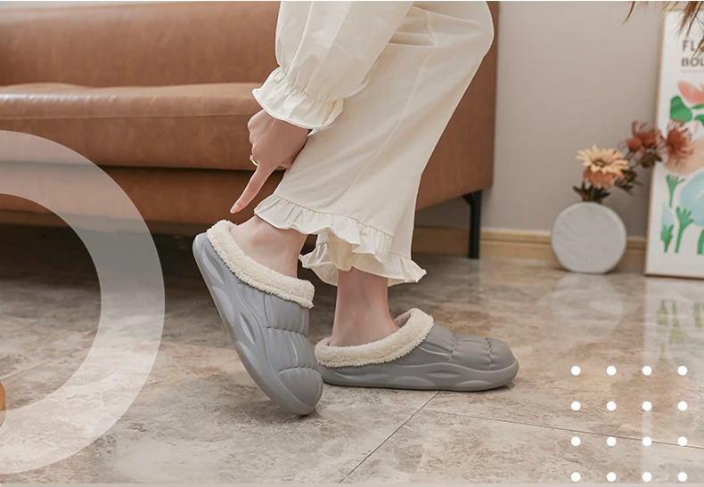 Men's Home Clogs 2024 New Winter Comfortable Slippers Plush Lining Shoes Soft Woman House Warm Clogs High Quality waterproof
