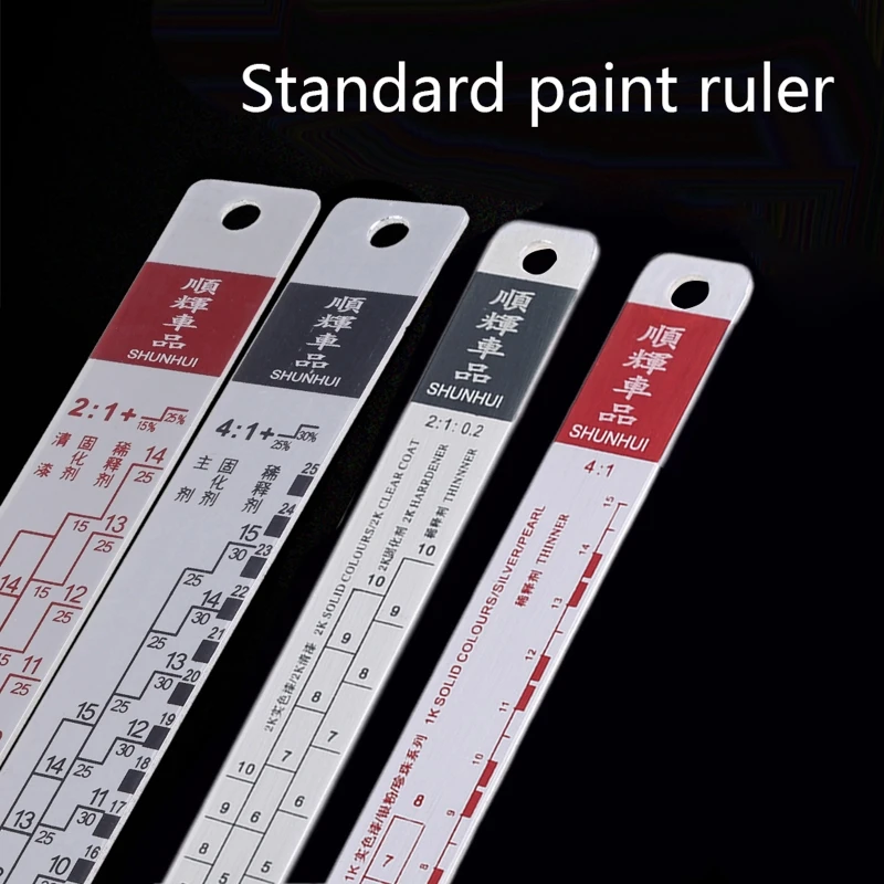 A2UD Standard Car Paint Ruler Suitable for Cars Mixing Tool Ruler Paint Tool Black/R-ed Car Paint Ruler