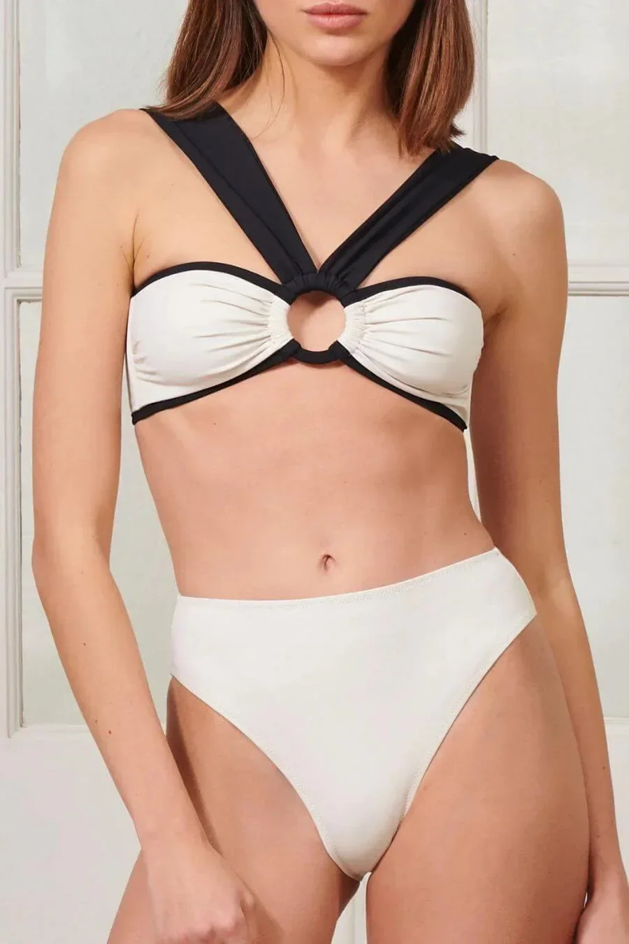Bikini da donna bianchi Trend 2024 Moda Split 3 pezzi Costumi da bagno donna Costumi da bagno dimagranti a vita alta con camicia a maniche lunghe
