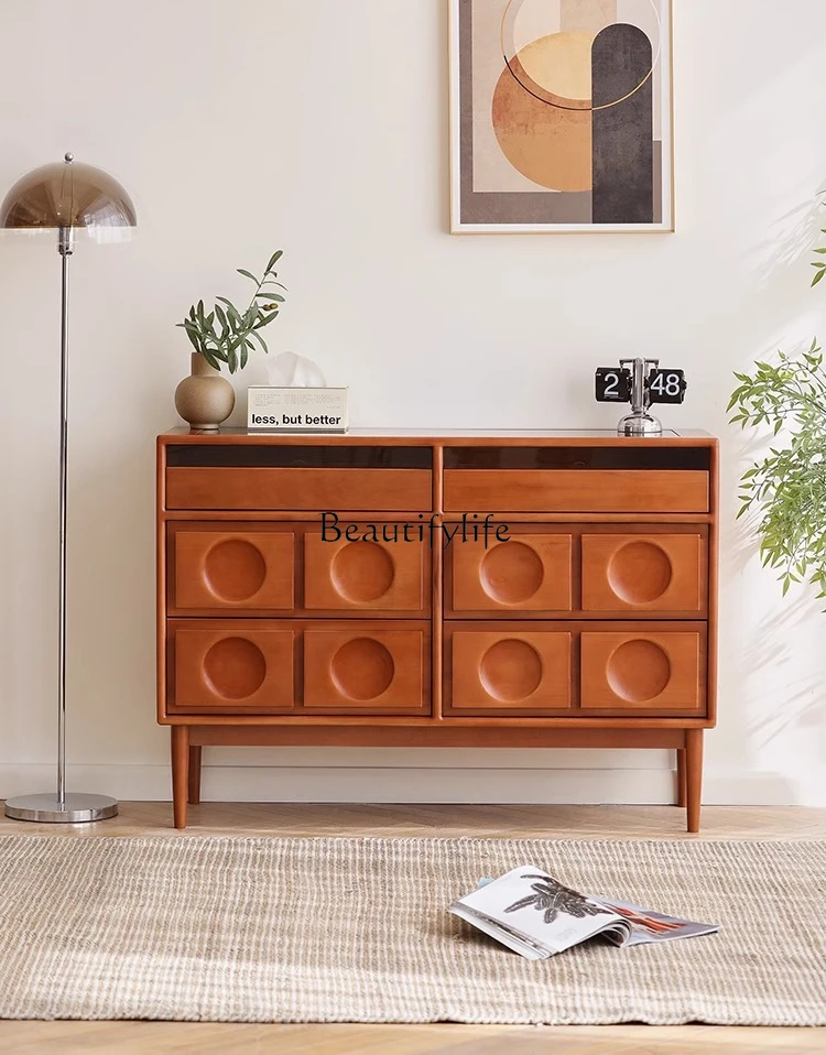 

*Solid wood medieval six-chest cabinet jewelry display bed end floor entrance storage cabinet