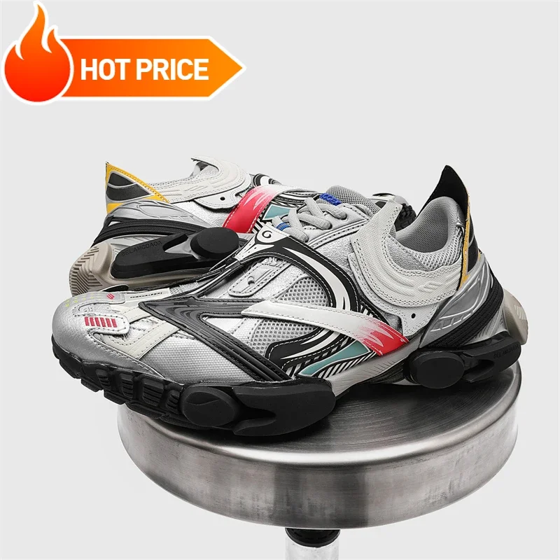 Freizeitschuhe, silberne Papa-Schuhe, 2025, neue Herrenschuhe, Mesh-Sportschuhe, männlicher