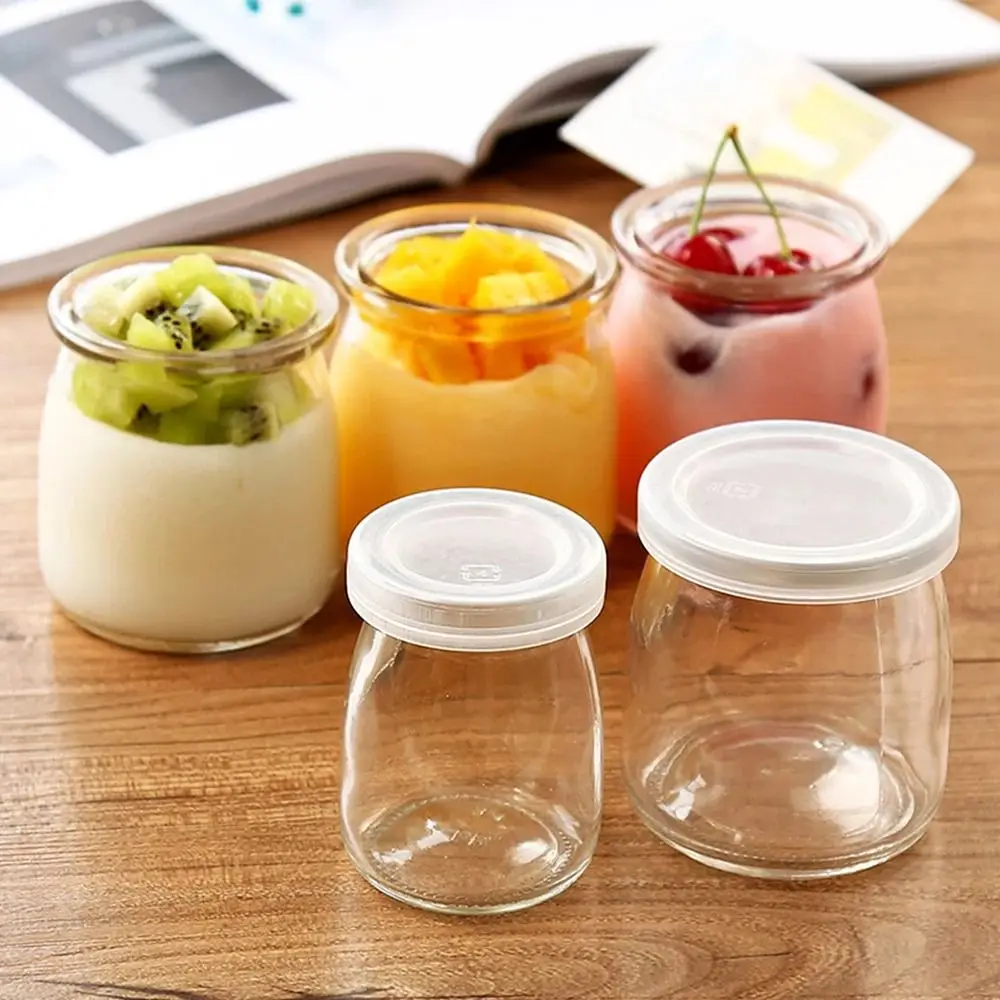 1Pcs Storage Cup​s Pudding Jars High Temperature Resistant Wishing Bottle Glass Bottle 100ML 150ML 200ML with Lid