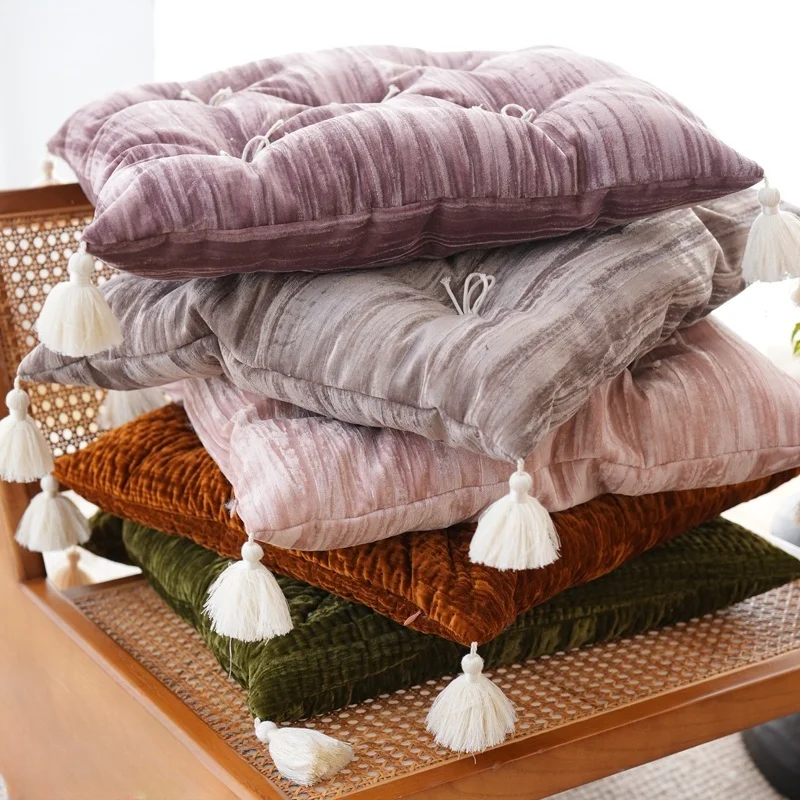 Seat Chair Cushion Simple Tassel Pillows Sofa Cushion Brown Green Blue Decorative Cushions Modern Room Home Decorations