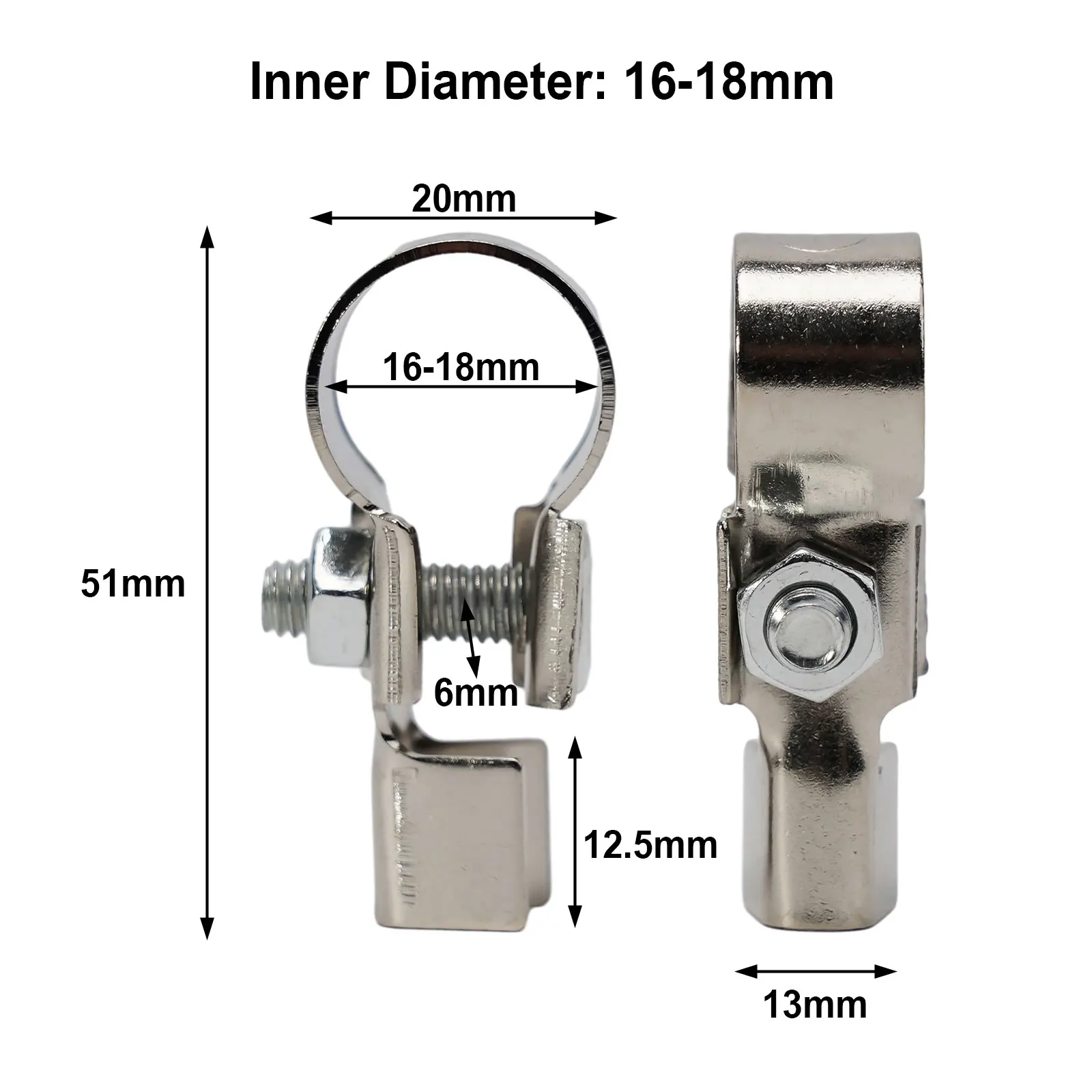 2pcs Car Buses Battery Cable Pure Copper Terminal Clamp Connector Negative Positive 16-18mm For Cars Trucks Buses New Energy