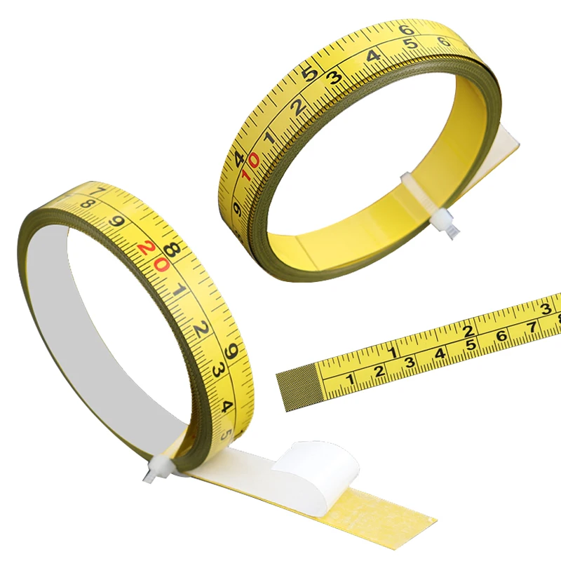 Metric & Inch Miter Track Tape Measure Self-Adhesive 1-10M Steel Ruler Measuring Tape For T-track Router Table Woodworking Tools