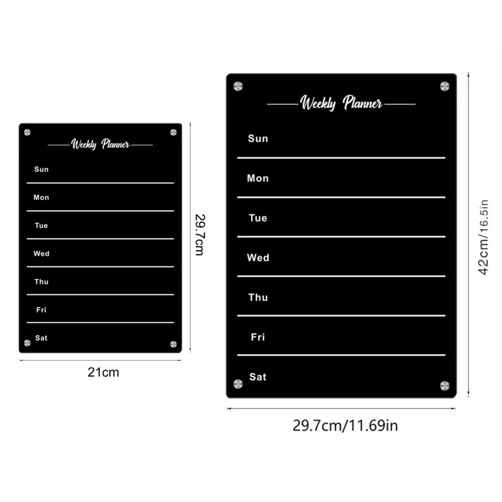 Magnetic Monthly Calendar with Pens Kit Scratch-proof Easy Installation Fridge Planner Dry-Erase Calendar Acrylic Board