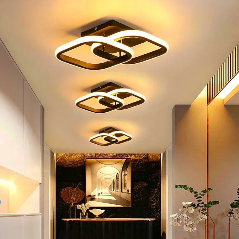 Modern LED Aisle Ceiling Lights Chandelier Minimalist Three Colors Lamp for Bedroom And Dining Room Surface Installation