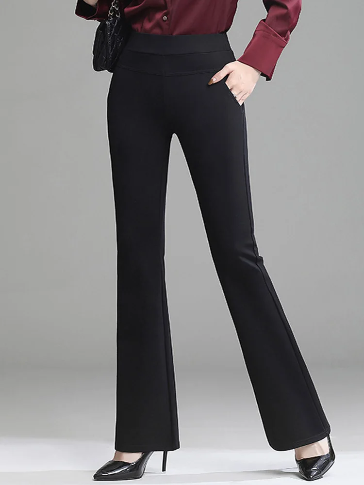 

Корейские винтажные облегающие весенние черные брюки с колокольчиками повседневные расклешенные брюки с высокой талией женские модные милые брюки спортивные брюки