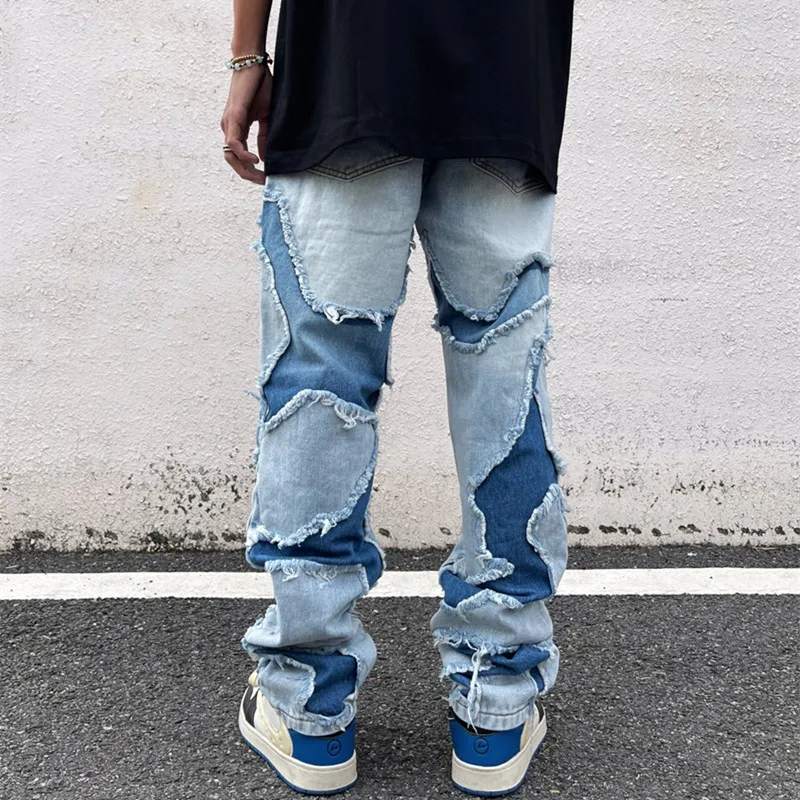 2023 Kanye Ropa Grunge Y2K Streetwear Baggy Ripped Jeans Pants Men Clothing Washed Blue Straight Denim Trousers Pantalon Homme