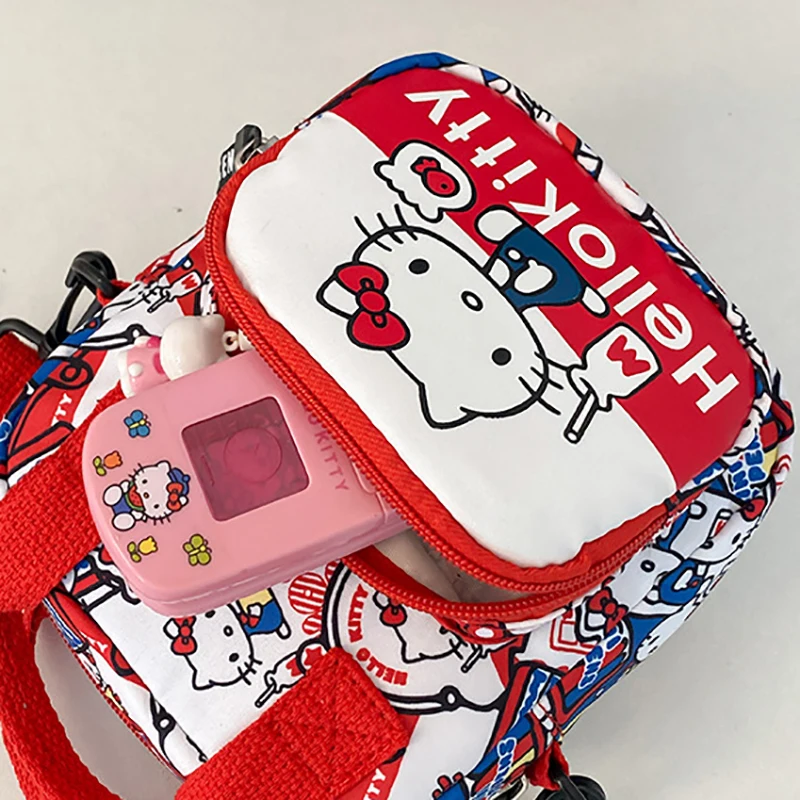 MINISO Hello Kitty nadruk kreskówkowy torba damska na co dzień śliczna dziecięca torba typu Crossbody torba na ramię regulowany pasek na ramię