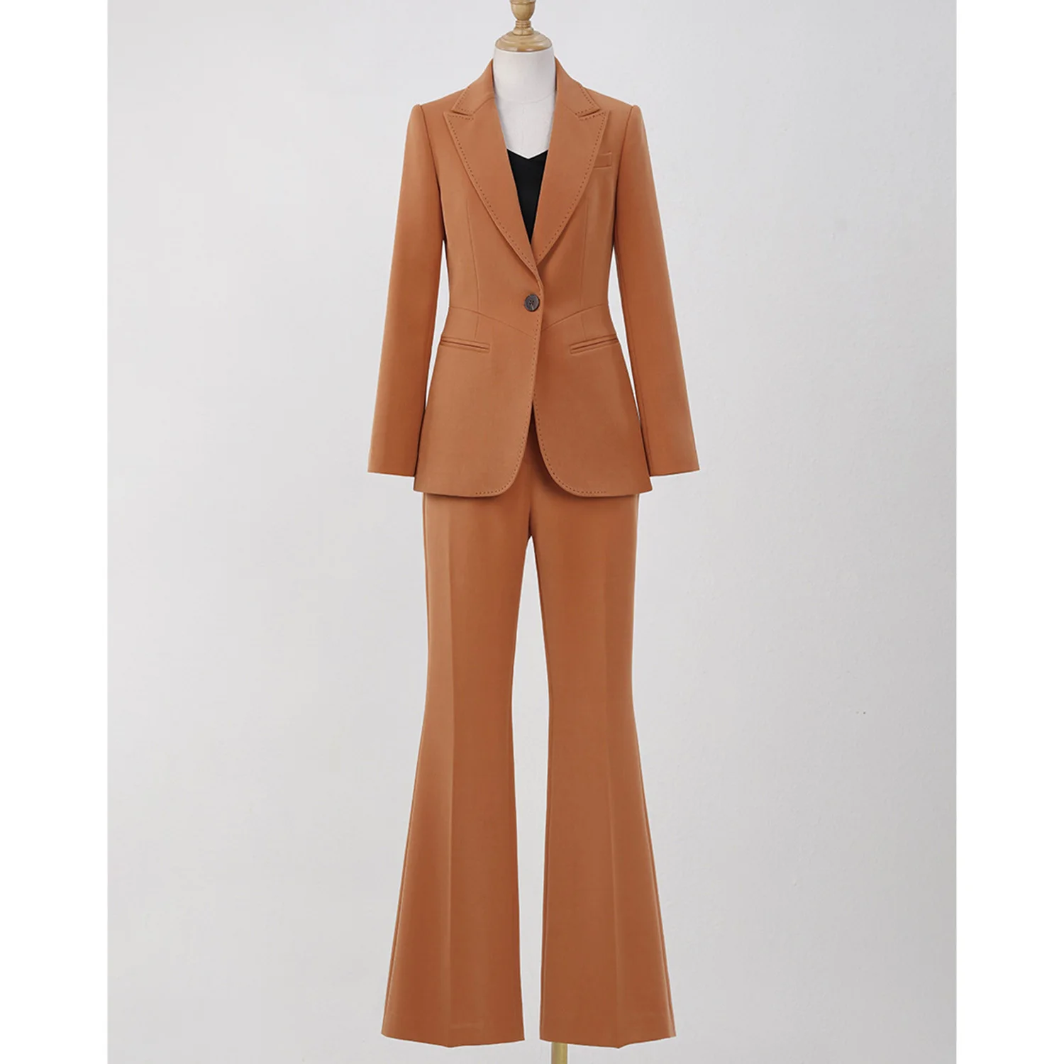 Allingentle Orange Women's 2 Piece Set Business 1-Button Blazer Elegant Pantsuit Set for Party Office Work Outfits Customize