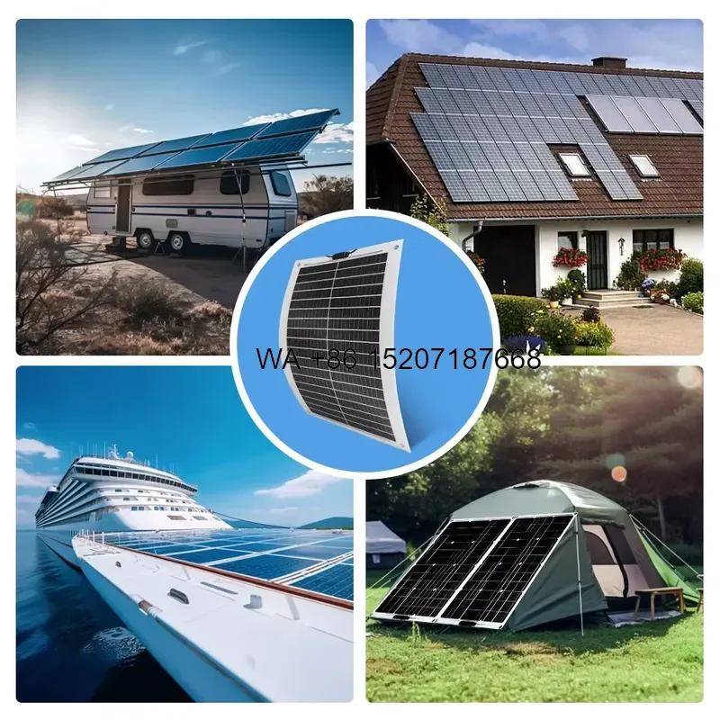 Wmwmnu 2pcs 100W Flexible Monocrystalline Solar Panel Waterproof with MPPT Controller Cable for Outdoor RV Camping Trips
