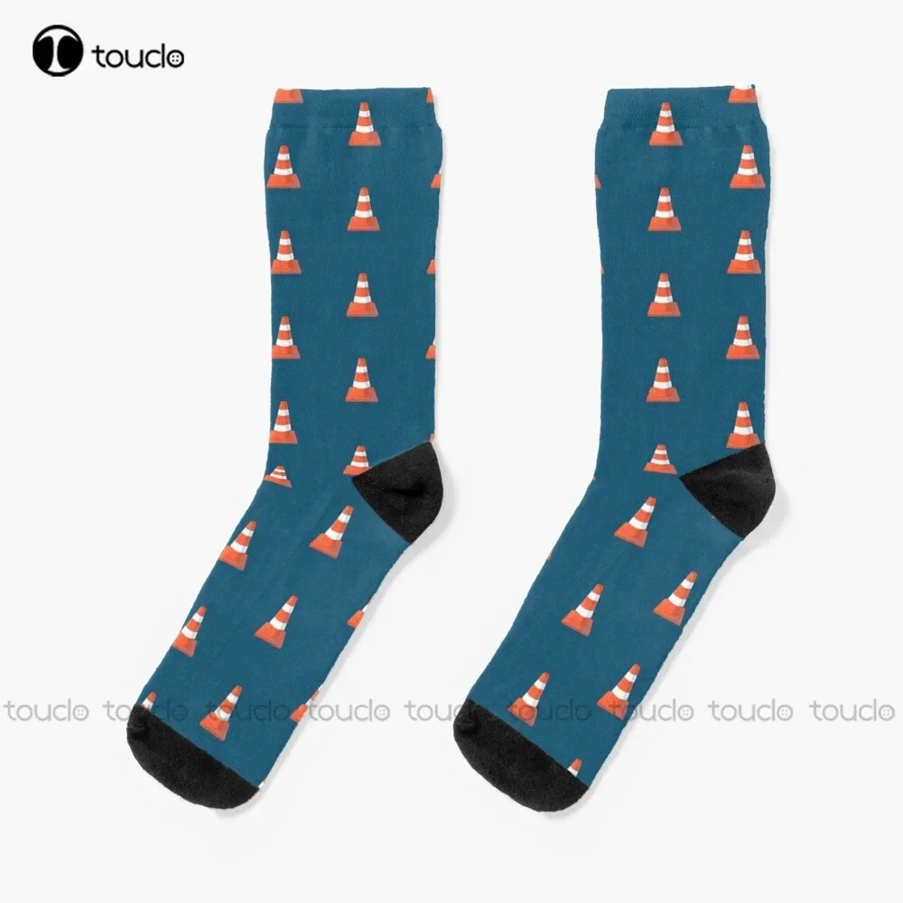 Lindo cono de seguridad naranja y blanco. Calcetines Calcetines Para Hombres Personalizados Personalizados Unisex Adulto Adolescente Jóvenes Calcetines 360 °   Impresión digital