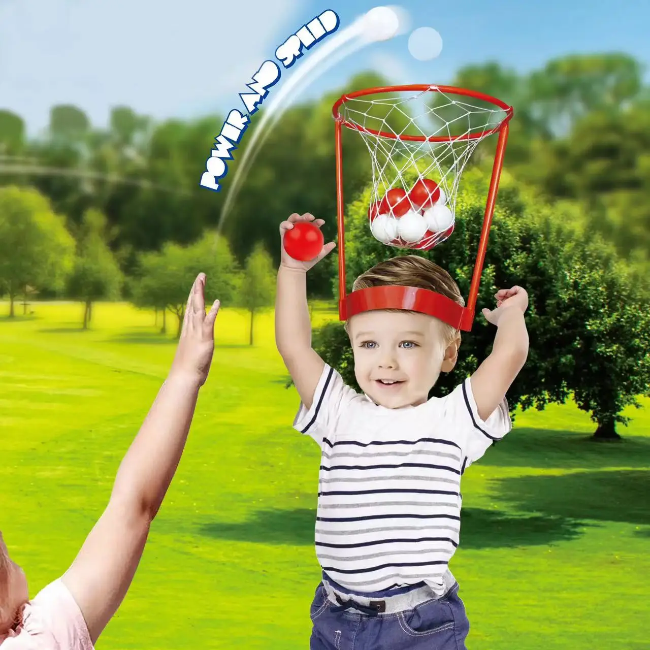 

Head Hoop Basketball Party Game for Kids and Adults Carnival Game Adjustable Basket Net Headband with 20 Balls for Carnival Part
