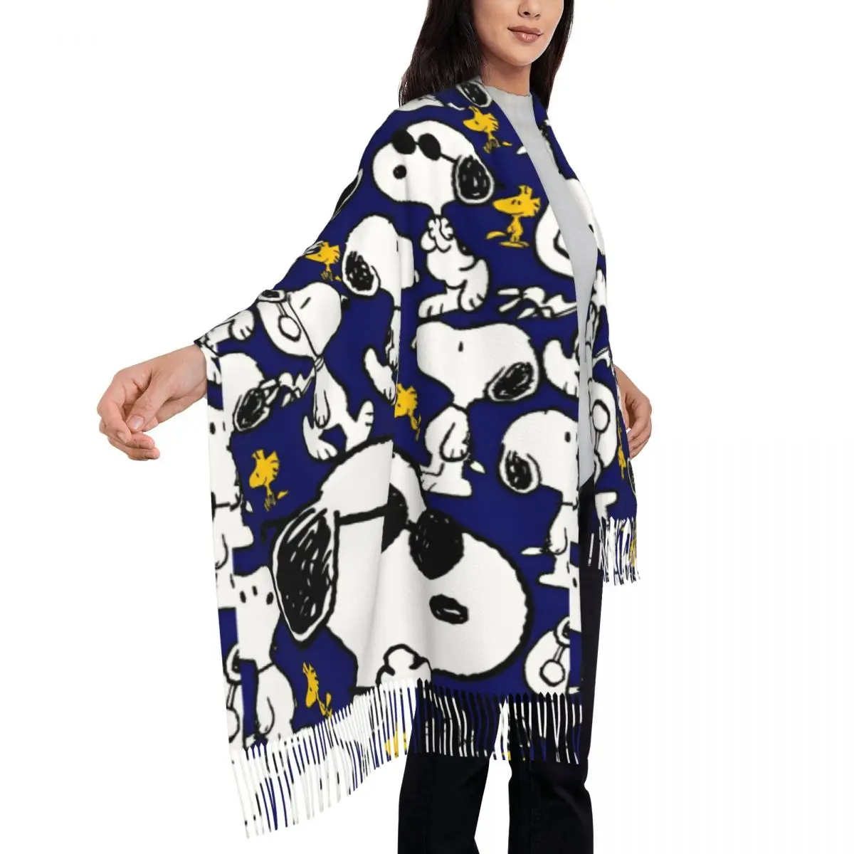 Snoopys Woodstock Scarf for Womens Winter Warm Pashmina Shawl Wrap Cartoon Large Shawl Scarf for Daily Wear