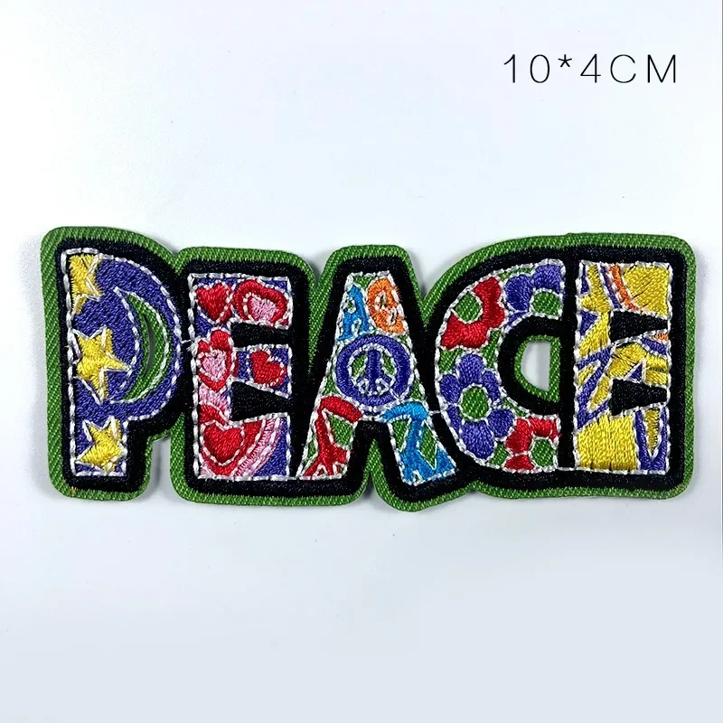Embroidery Cloth Sticker Peace Letters Bus Clothing Accessories Adhesive DIY Patch Wholesale Spot