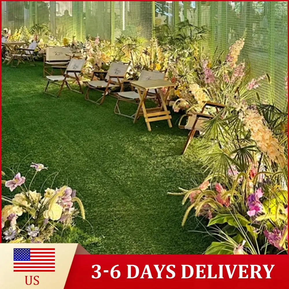 

10 Pcs 12 Inchx12 Inch Square Artificial Grass Mat Interlocking Fake Grass Deck Turf Tiles Flooring Decor Pad for Indoor Outdoor