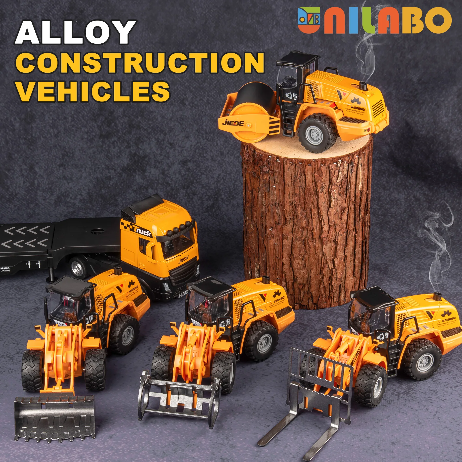 Alloy 1:40 Scale Construction Vehicle Inertia Toys - Pull Back Excavator, Bulldozer & Road Roller, Durable Birthday Kids Gift​