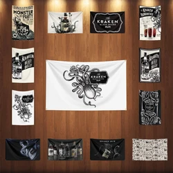 3×5ft K-Krakens RUM Flag Polyester Printed Alcohol Wine Banner For Decor Drink rum Beer Flag