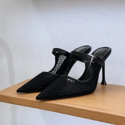 Women High Heels Breathable Mesh Pointed Toe Sexy Mules Stiletto Pumps Elegant Nightclub Party Dress Shoes Comfortable