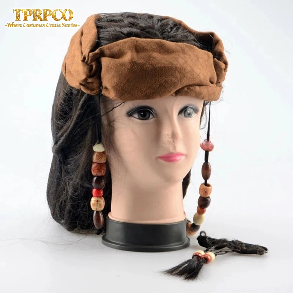 halloween costume for men adult pirate captain jack sparrow wigs hat pirates of the caribbean cosplay Accessories
