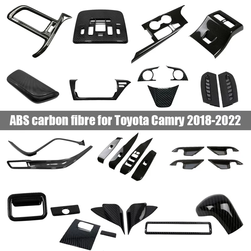 Wnętrze samochodu Toyota Camry 2018-2021 2022 2023, dekoracyjna nakładka na przyciski kierownicy z włókna węglowego, akcesoria, stylizacja samochodu