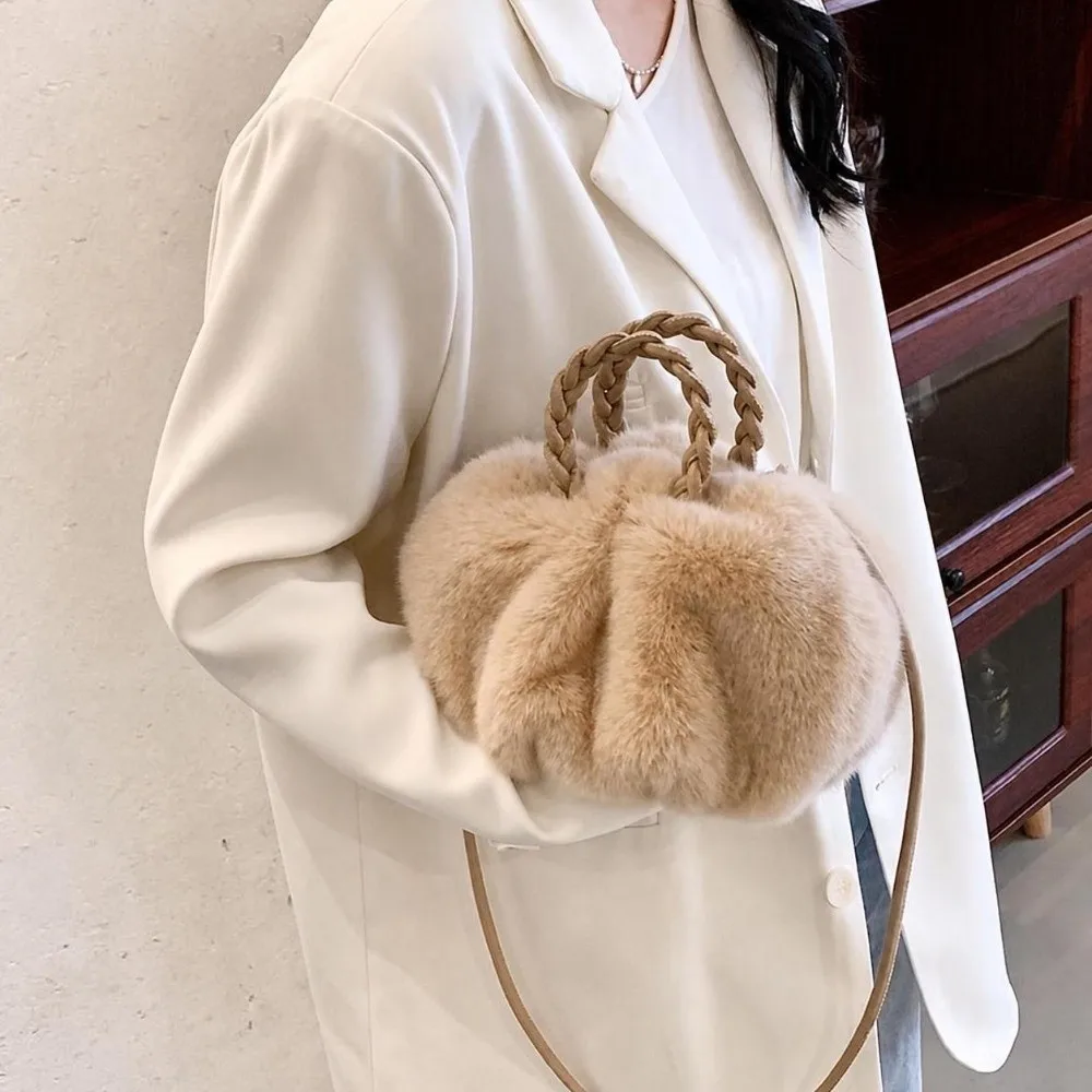 Fashion Crossbody Pumpkin Bag Niche Design Solid Color Pumpkin Bag Sweet Style Cloud Crossbody Bag Autumn Winter Season