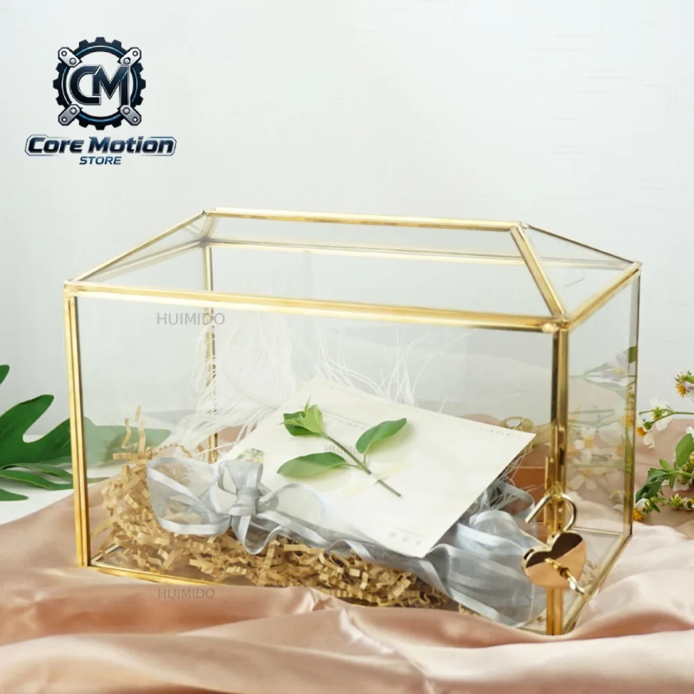 European wedding gold rectangular red envelope gift box birthday gift simple perfume with lock glass decoration