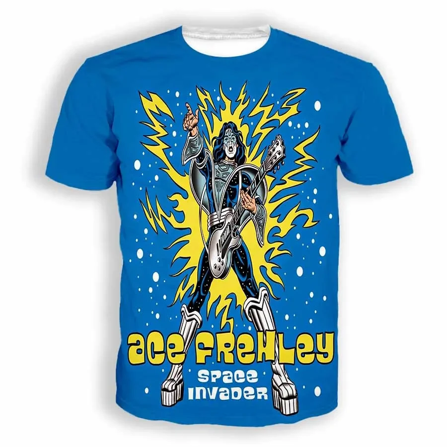 Hot Metal Band Solo Singer Ace Frehley 3D Printing T-shirts Men Women Unisex Hip Hop Short Sleeve Tee Top Oversized Clothing