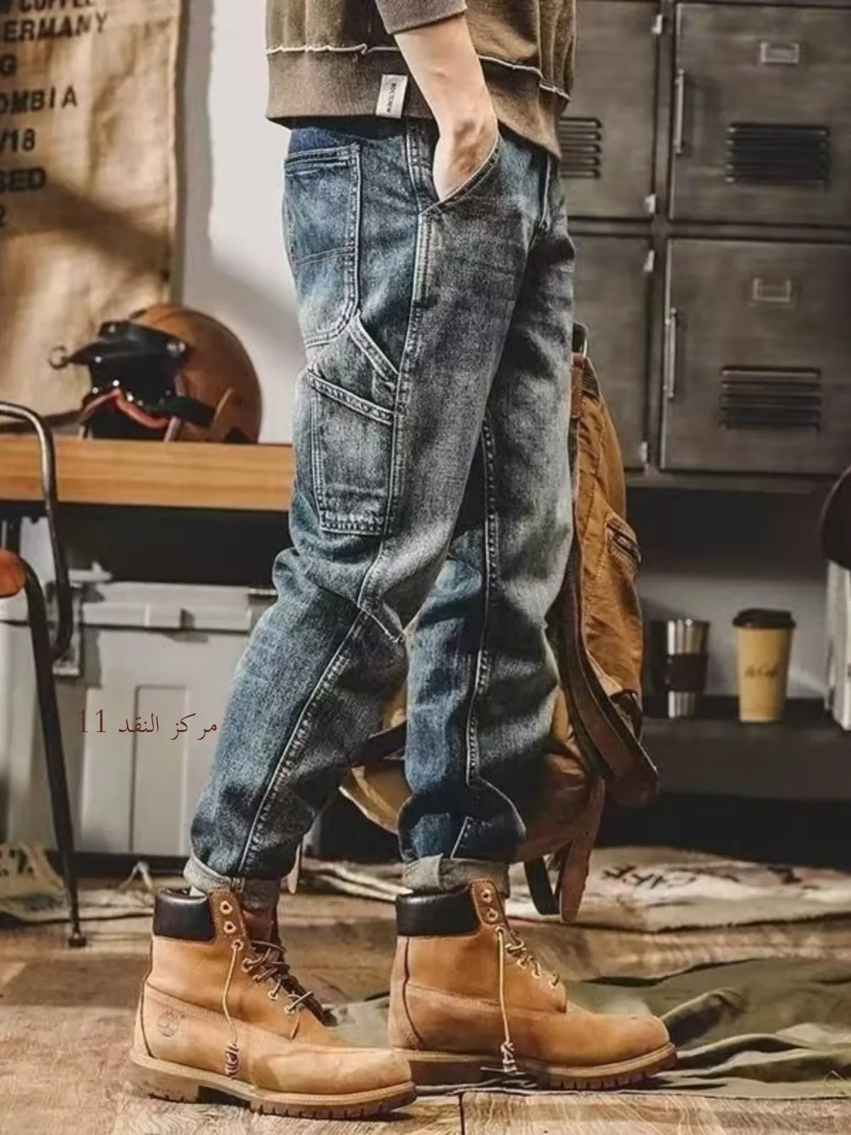 Retro Workwear Pants Men's Trendy Brand INS Loose Straight Leg Jeans Versatile Wide Leg Casual Design Long Pants