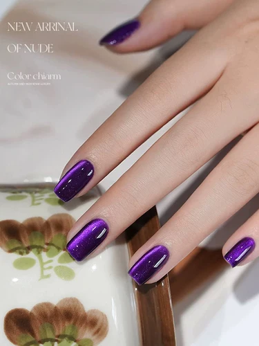 Imagen 2 del producto MIANEL 12ML 1-12 Uds hibisco púrpura ojo de gato Gel esmalte de uñas súper blanqueamiento cuentas de vidrio uñas de verano Nials morados uñas azules